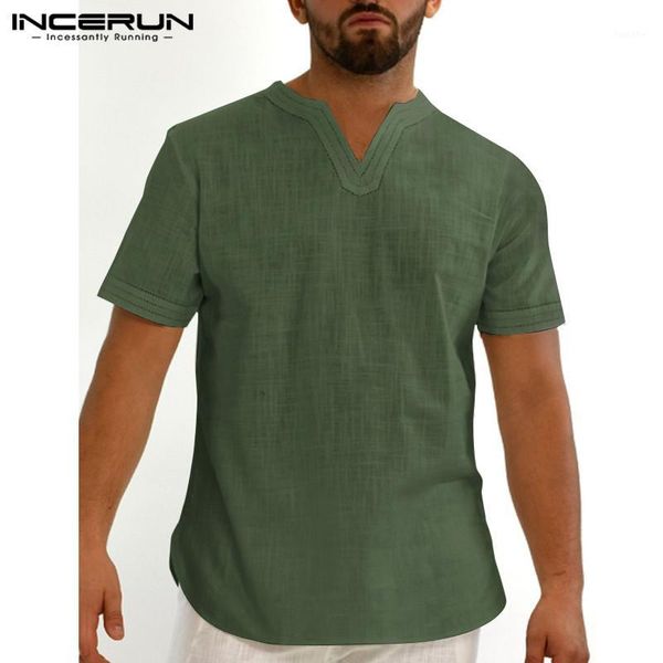 incerun vintage men shirt v neck cotton casual short sleeve streetwear breathable camisas solid color summer retro shirts s-5xl1, White;black
incerun vintage men shirt v neck cotton casual short sleeve streetwear breathable camisas solid color summer retro shirts s-5xl1, White;black