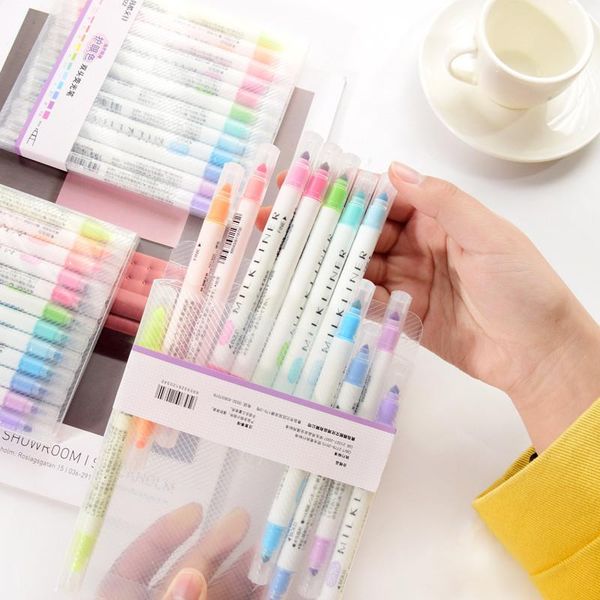 12pcs set cute candy color highlighter pen stationery double headed fluorescent marker pen mark pen office school supplies h wmtecy, Black;red
12pcs set cute candy color highlighter pen stationery double headed fluorescent marker pen mark pen office school supplies h wmtecy, Black;red