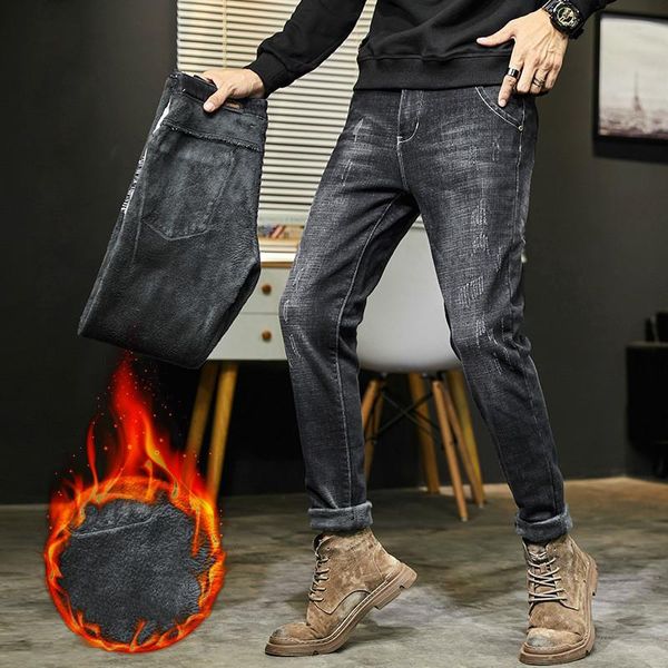 fashion elasticity washed jeans for men plus velvet pants casual teenager slim fit skinny denim trousers plus size, Blue
fashion elasticity washed jeans for men plus velvet pants casual teenager slim fit skinny denim trousers plus size, Blue
