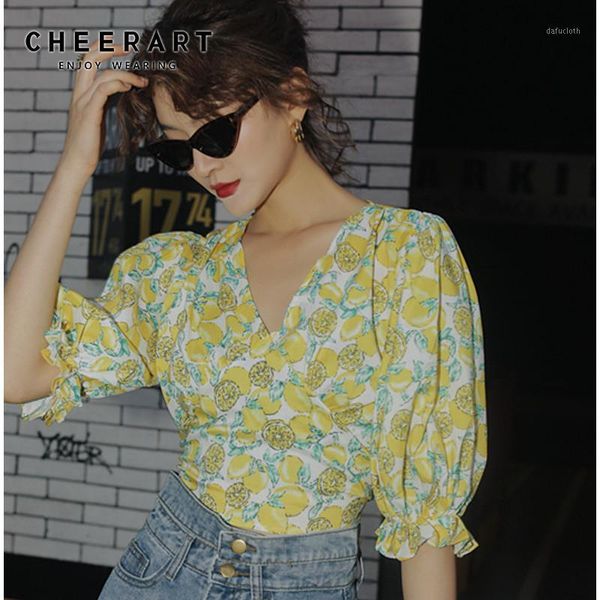 cheerart puff sleeve tie back v neck yellow summer blouse tunic floral korean blouse casual wrap puffy sleeve 20201, White
cheerart puff sleeve tie back v neck yellow summer blouse tunic floral korean blouse casual wrap puffy sleeve 20201, White