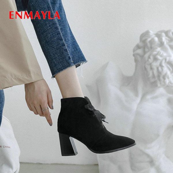 enmayla faux suede lace-up pointed toe women boots hoof heels 2020 ankle boots for women short plush womens ankle 34-43, Black
enmayla faux suede lace-up pointed toe women boots hoof heels 2020 ankle boots for women short plush womens ankle 34-43, Black