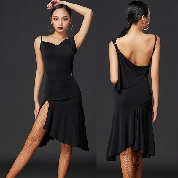 stage wear latin dance dress black backless women rumba salsa samba cha dancing clothes performance dqs4570, Black;red
stage wear latin dance dress black backless women rumba salsa samba cha dancing clothes performance dqs4570, Black;red