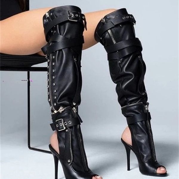 2020 will woman's fashion see motorcycle boots artisanal leather buckle heels high toe shoes open on knee grdk, Black
2020 will woman's fashion see motorcycle boots artisanal leather buckle heels high toe shoes open on knee grdk, Black