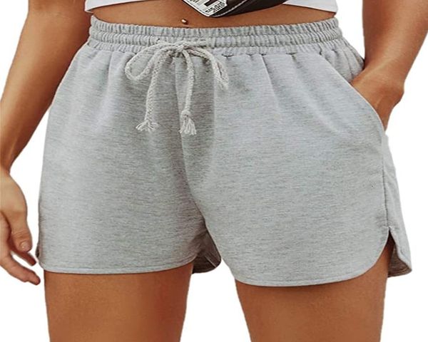 2021 women's casual fashion solid color drawstring elastic waist sports shorts, White;black
2021 women's casual fashion solid color drawstring elastic waist sports shorts, White;black