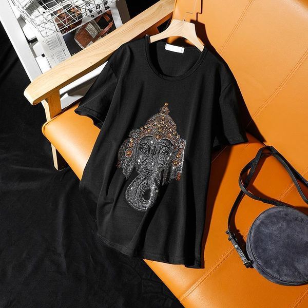 street leisure new fashion elephant pattern diamond short-sleeved t-shirt women for summer 2020 loose large size, White
street leisure new fashion elephant pattern diamond short-sleeved t-shirt women for summer 2020 loose large size, White
