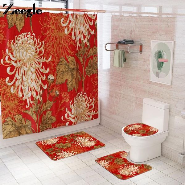 red daisy print bath mat and shower curtain set waterproof home shower curtain polyester bathroom carpets set
red daisy print bath mat and shower curtain set waterproof home shower curtain polyester bathroom carpets set