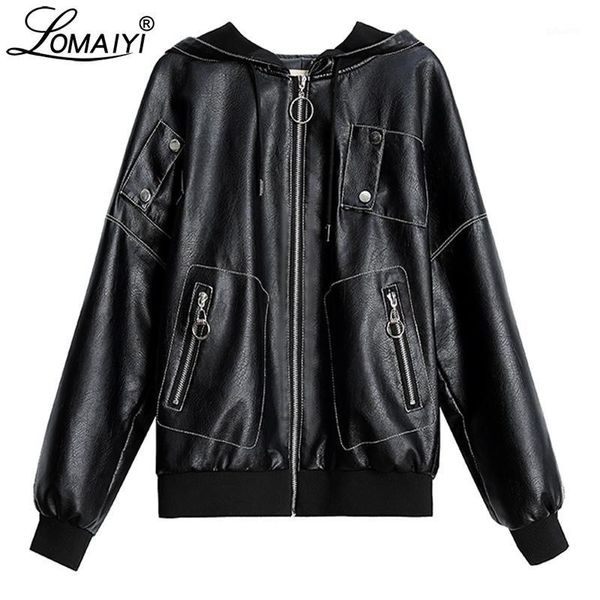 lomaiyi women's spring/autumn leather jacket women zipper pocket coat woman black hooded leather jackets pu jacket bw0621
lomaiyi women's spring/autumn leather jacket women zipper pocket coat woman black hooded leather jackets pu jacket bw0621