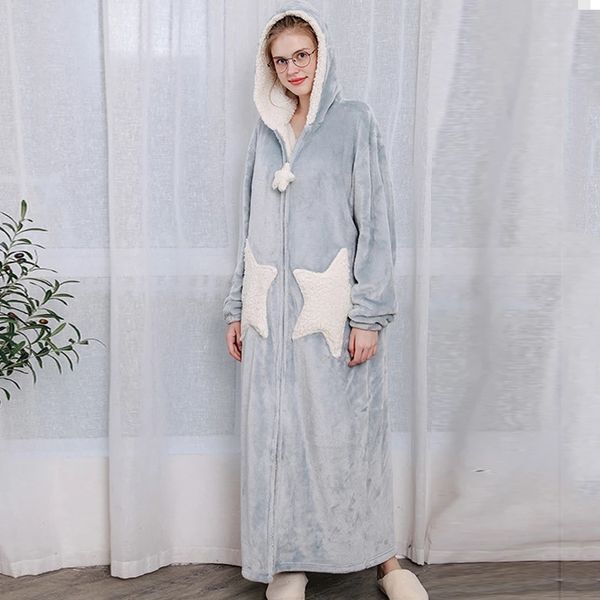 2021 new autumn winter long nightgown for women hood solid zipper fluffy female nightdress ankle length thick bathrobe sleepwear guvm, Black;red
2021 new autumn winter long nightgown for women hood solid zipper fluffy female nightdress ankle length thick bathrobe sleepwear guvm, Black;red