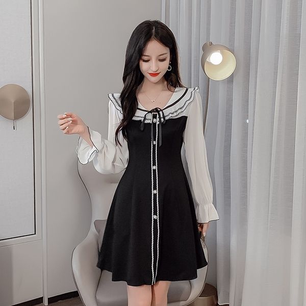 kawaii mini dress women patchwork lace-up black spell color sweet ladies dresses a line winter autumn elegant dress long sleeve 201028, Black;gray
kawaii mini dress women patchwork lace-up black spell color sweet ladies dresses a line winter autumn elegant dress long sleeve 201028, Black;gray