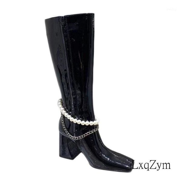 boots brand designer women knee high winter warm cow leather heel woman metal pearl chain side zip motorcycle1, Black
boots brand designer women knee high winter warm cow leather heel woman metal pearl chain side zip motorcycle1, Black