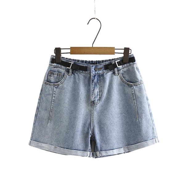 summer 2020 new 200 jin fat sister large women's wear thin elastic waist flanging zipper denim shorts, Blue
summer 2020 new 200 jin fat sister large women's wear thin elastic waist flanging zipper denim shorts, Blue