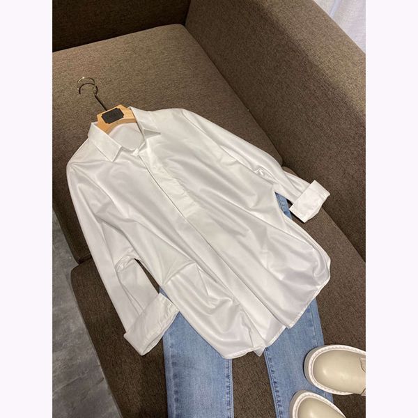 lazy, fashionable, loose and simple cotton shirt, White 
lazy, fashionable, loose and simple cotton shirt, White