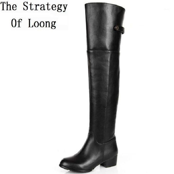 boots genuine leather women winter long over the knee buckle low heel fashion flat big size plus 34-451, Black
boots genuine leather women winter long over the knee buckle low heel fashion flat big size plus 34-451, Black