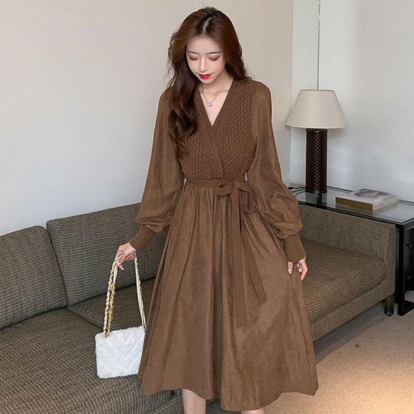 women 2021 autumn winter fashion v-neck knitted dress female mid-long long sleeve dress ladies patchwork loose vestidos v668, Black;gray
women 2021 autumn winter fashion v-neck knitted dress female mid-long long sleeve dress ladies patchwork loose vestidos v668, Black;gray