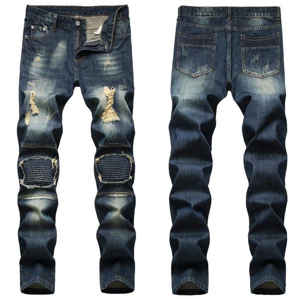 newcomer denim ragged jeans high-quality refurbished trendy jeans large size european and american personality nostalgic holes, Blue
newcomer denim ragged jeans high-quality refurbished trendy jeans large size european and american personality nostalgic holes, Blue
