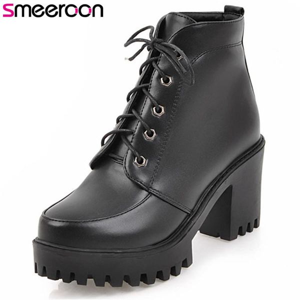 smeeroon 2021 fashion autumn boots women high heels ankle boots lace up pu leather platform big size 33-43, Black
smeeroon 2021 fashion autumn boots women high heels ankle boots lace up pu leather platform big size 33-43, Black