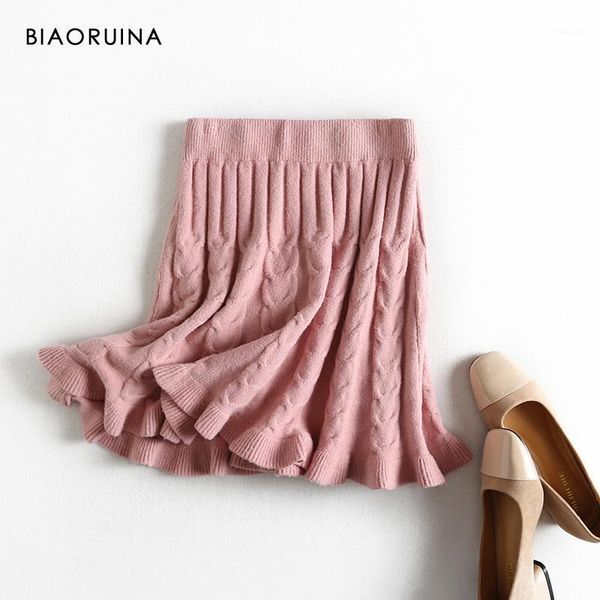 biaoruina women's sweet solid winding knit skirt female elegant mini skirt high waist korean style girls cute one size1, Black 
biaoruina women's sweet solid winding knit skirt female elegant mini skirt high waist korean style girls cute one size1, Black