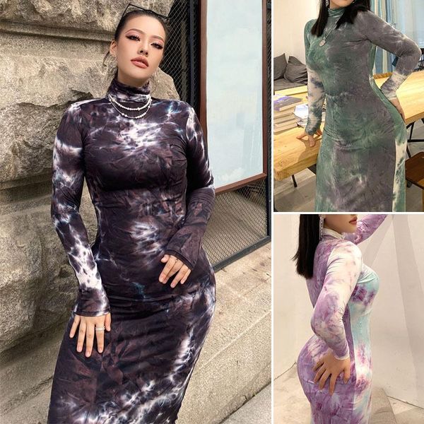 autumn women's plus size elegant tie dye printed long sleeve high neck dress women's splicing casual tight and ankle long gown, Black;gray
autumn women's plus size elegant tie dye printed long sleeve high neck dress women's splicing casual tight and ankle long gown, Black;gray