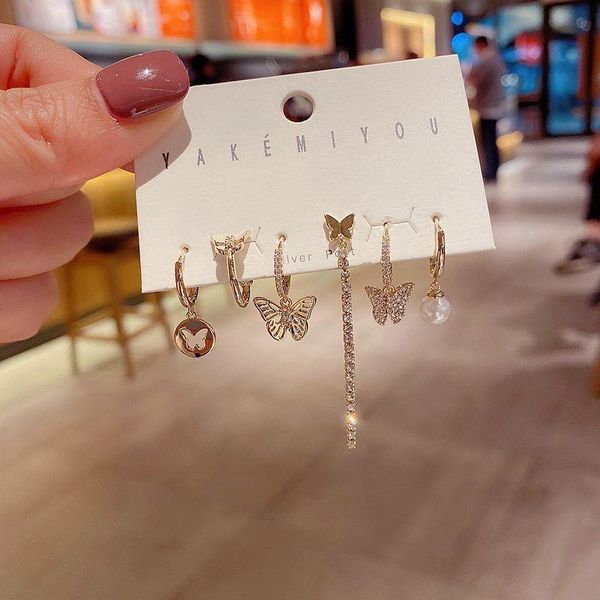 mixed styles simulated pearl butterfly earrings set gold color cubic zirconia dangle earrings for women, Silver
mixed styles simulated pearl butterfly earrings set gold color cubic zirconia dangle earrings for women, Silver