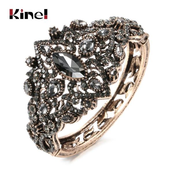 kinel vintage grey crystal bangles antique gold boho wide cuff bracelets for women statement ethnic bride jewelry party gift, Black
kinel vintage grey crystal bangles antique gold boho wide cuff bracelets for women statement ethnic bride jewelry party gift, Black