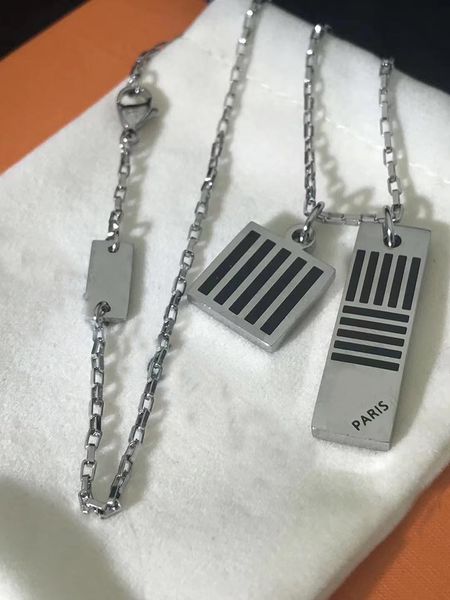 fashion lady titanium steel v letter 18k plated gold long necklaces with three color enamel stripe double pendants, Silver
fashion lady titanium steel v letter 18k plated gold long necklaces with three color enamel stripe double pendants, Silver