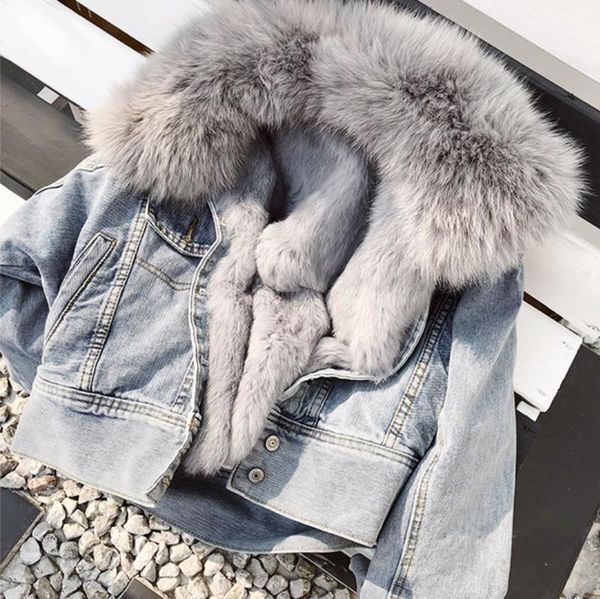 real thick fox denim parkas women's fashions winter beading lining rabbit deployable fur quilted warm coat f504, Black
real thick fox denim parkas women's fashions winter beading lining rabbit deployable fur quilted warm coat f504, Black