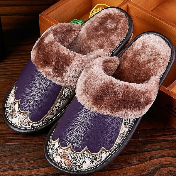 genuine leather retro female slippers sewing embroider home slippers women flannel warm furry soft slippers memory foam y201026, Black
genuine leather retro female slippers sewing embroider home slippers women flannel warm furry soft slippers memory foam y201026, Black