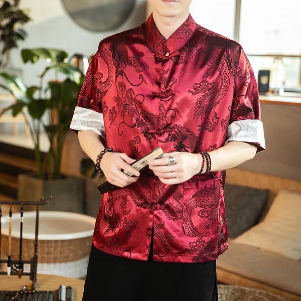 2020 chinese style men shirt button stand collar short sleeve casual loose solid color vintage tang suit shirts men 5xl1, Red
2020 chinese style men shirt button stand collar short sleeve casual loose solid color vintage tang suit shirts men 5xl1, Red