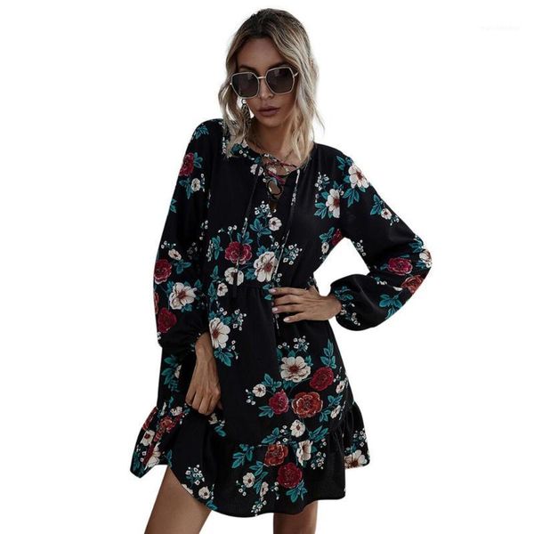 ladies spring autumn winter ruffles print dress women o-neck full sleeve high waist casual black floral dress female vestidos1, Black;gray
ladies spring autumn winter ruffles print dress women o-neck full sleeve high waist casual black floral dress female vestidos1, Black;gray