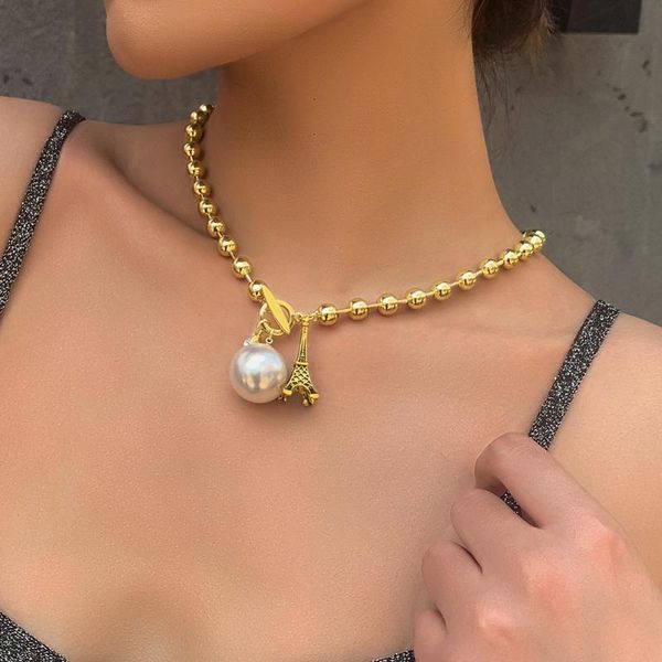 yaayoo french eiffel tower pendants imitation pearl rhinestone gold beads chain statement necklace accessories jewelry for women, Golden;silver
yaayoo french eiffel tower pendants imitation pearl rhinestone gold beads chain statement necklace accessories jewelry for women, Golden;silver