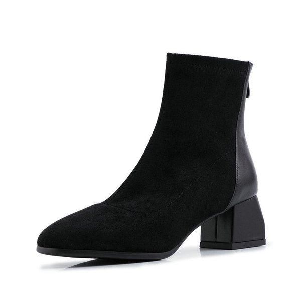 2021 new autumn winter flock round toe concise ankle boots fashion square high heel zipper party women shoes size 34-43, Black
2021 new autumn winter flock round toe concise ankle boots fashion square high heel zipper party women shoes size 34-43, Black