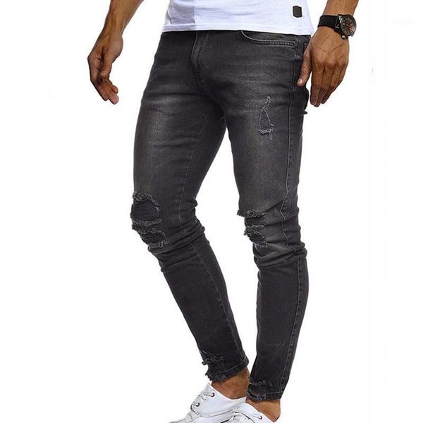2020 autumn men's jeans solid color casual jeans distressed hole slim zipper male pencil pants men denim trousers1, Blue
2020 autumn men's jeans solid color casual jeans distressed hole slim zipper male pencil pants men denim trousers1, Blue
