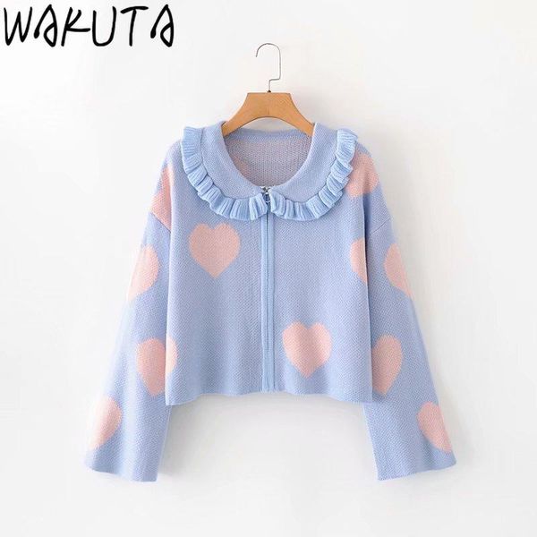 women's knits & tees wakuta knit zipper cardigan women autumn winter high street chic heart pattern ruffles turn-down collar loose swea, White
women's knits & tees wakuta knit zipper cardigan women autumn winter high street chic heart pattern ruffles turn-down collar loose swea, White