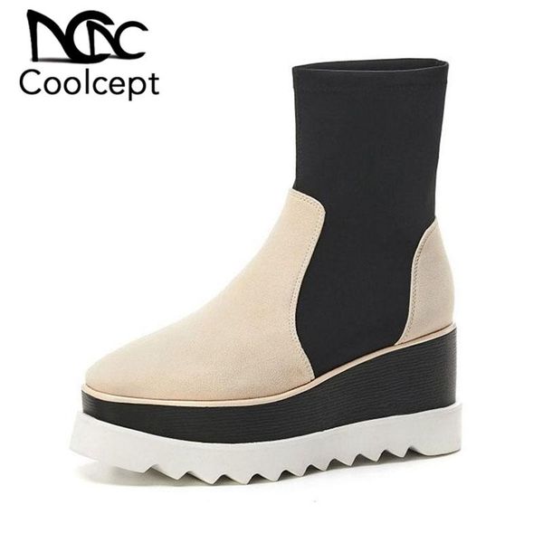 coolcept women real leather winter stretch boots mixed colors brand thick bottom shoes high heels daily ankle boots size 34-39, Black
coolcept women real leather winter stretch boots mixed colors brand thick bottom shoes high heels daily ankle boots size 34-39, Black