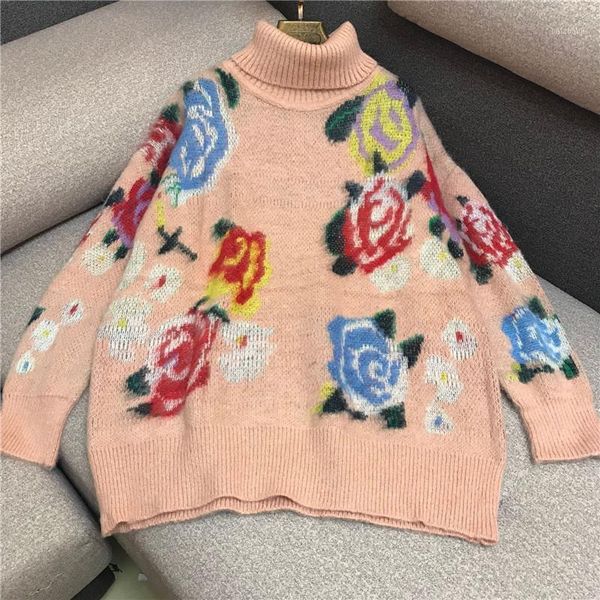 autumn winter retro rose flower ink painting turtle-neck pullover sweater women's lazy wind mohair colour block knit sweater1, White;black
autumn winter retro rose flower ink painting turtle-neck pullover sweater women's lazy wind mohair colour block knit sweater1, White;black