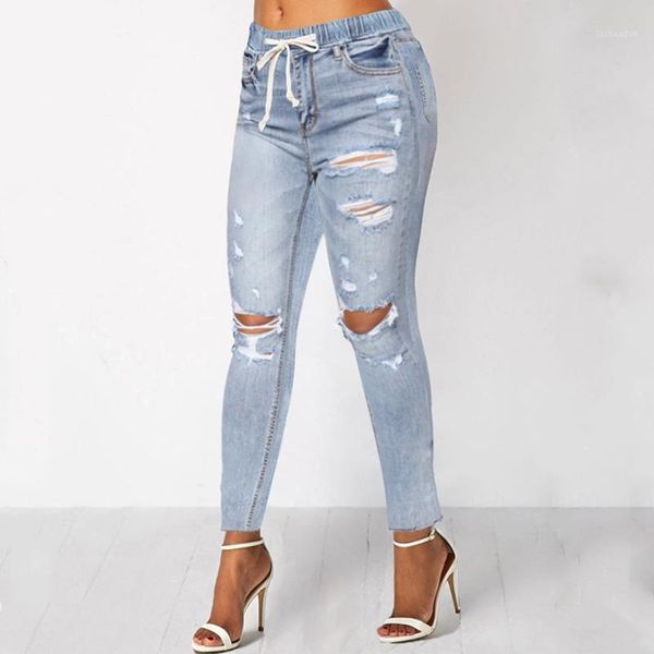 withzz elastic waist hole denim pantstrousers torn pencil pants women's ripped jeans1, Blue
withzz elastic waist hole denim pantstrousers torn pencil pants women's ripped jeans1, Blue