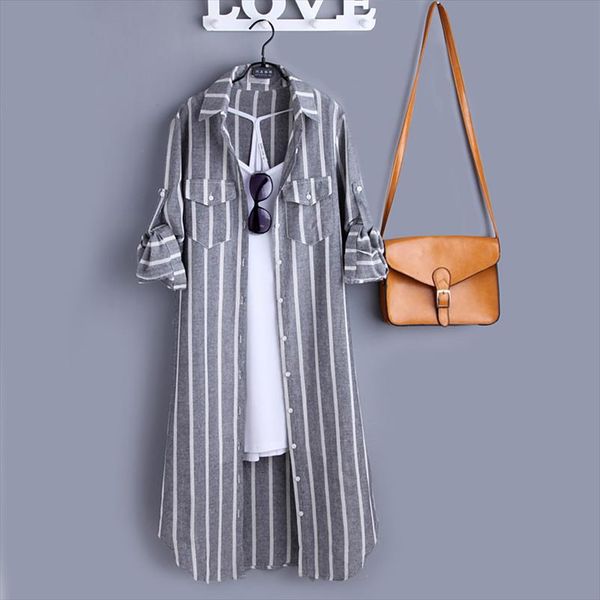 korean cotton linen vertical stripes long sleeve blouse women and blouses female haut femme blusa long shirt, White
korean cotton linen vertical stripes long sleeve blouse women and blouses female haut femme blusa long shirt, White