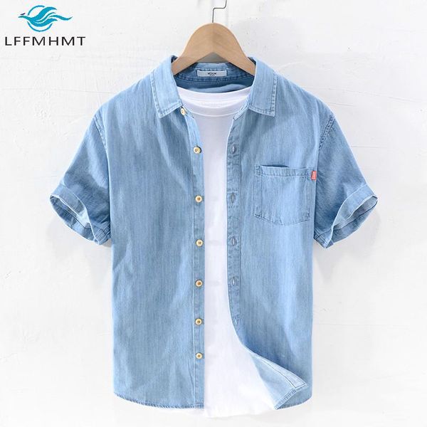 men's casual shirts denim blue shirt men summer fashion thin short sleeve slim fit trendy single breasted lapel male chic jean, White;black
men's casual shirts denim blue shirt men summer fashion thin short sleeve slim fit trendy single breasted lapel male chic jean, White;black