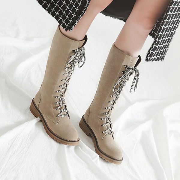 square heel lace-up casual women knee high boots flat solid autumn winter boots round toe butterfly-knot ladies shoes, Black
square heel lace-up casual women knee high boots flat solid autumn winter boots round toe butterfly-knot ladies shoes, Black