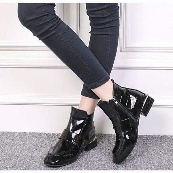 women's pu leather ankle boots 2021 woman fashion zip female sewing buckle women square heels ladies casual shoes plus size, Black
women's pu leather ankle boots 2021 woman fashion zip female sewing buckle women square heels ladies casual shoes plus size, Black