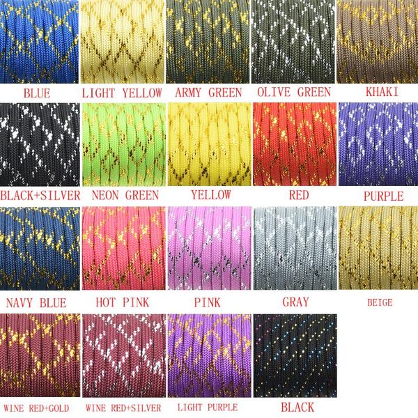 1pcs new gold silver cord 550 paracord parachute cord lanyard mil spec type iii 7 strand core 100 ft 19 colors, Black;white
1pcs new gold silver cord 550 paracord parachute cord lanyard mil spec type iii 7 strand core 100 ft 19 colors, Black;white