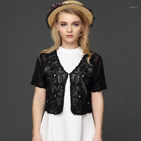 women's sweaters muslim style summer thin short sleeve v neck women cardigan bolero embroidery floral rhinestone lace mesh shrugs jacke, White;black
women's sweaters muslim style summer thin short sleeve v neck women cardigan bolero embroidery floral rhinestone lace mesh shrugs jacke, White;black