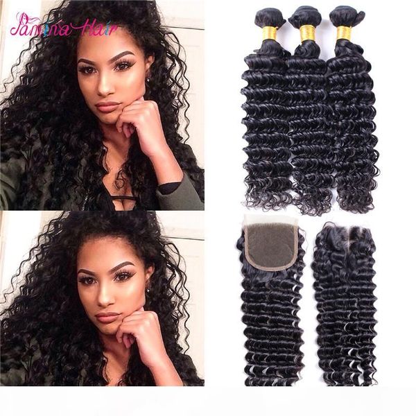 deep curly brazilian virgin hair 3 bundles with 4x4 lace closure 8a virgin deep wave brazilian human hair with closure, Black
deep curly brazilian virgin hair 3 bundles with 4x4 lace closure 8a virgin deep wave brazilian human hair with closure, Black