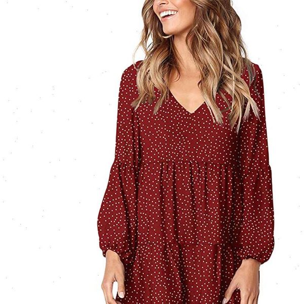 women dot v neckline knee length dress short sleeve ruffle loose swing dress female casual straight dresses drop shipping, Black;gray
women dot v neckline knee length dress short sleeve ruffle loose swing dress female casual straight dresses drop shipping, Black;gray
