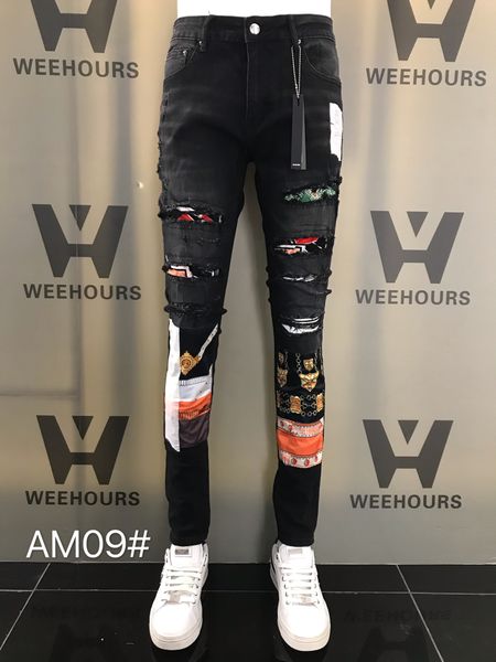 men's and women's casual hip-hop jeans currently designer luxury pants am09-10, Blue
men's and women's casual hip-hop jeans currently designer luxury pants am09-10, Blue