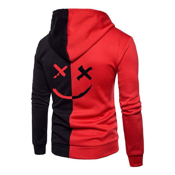 wholesale ouma casual men's hooded sweater men's color blocking zipper smiley printed jacket, Black
wholesale ouma casual men's hooded sweater men's color blocking zipper smiley printed jacket, Black