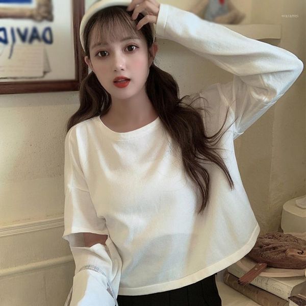 autumn new high waist hollow crop korean style women loose thin long-sleeved t-shirt/1, White
autumn new high waist hollow crop korean style women loose thin long-sleeved t-shirt/1, White