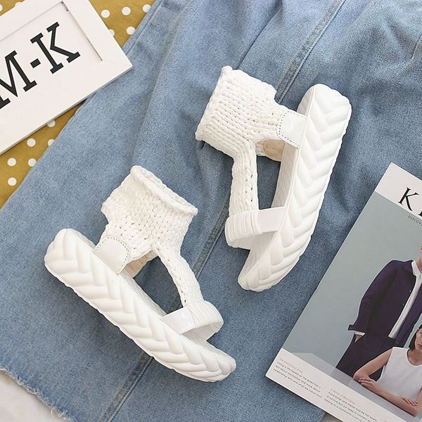 sandals women 2021 new summer student wedges platform sandals soft bottom knit ladies shoes flat sandals sandalias mujer, Black
sandals women 2021 new summer student wedges platform sandals soft bottom knit ladies shoes flat sandals sandalias mujer, Black