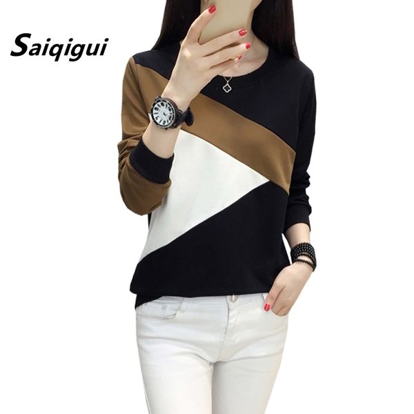 saiqigui fashion autumn korean women t shirt casual loose female long sleeve t-shirt patchwork sweatshirt plus size y200111, White
saiqigui fashion autumn korean women t shirt casual loose female long sleeve t-shirt patchwork sweatshirt plus size y200111, White