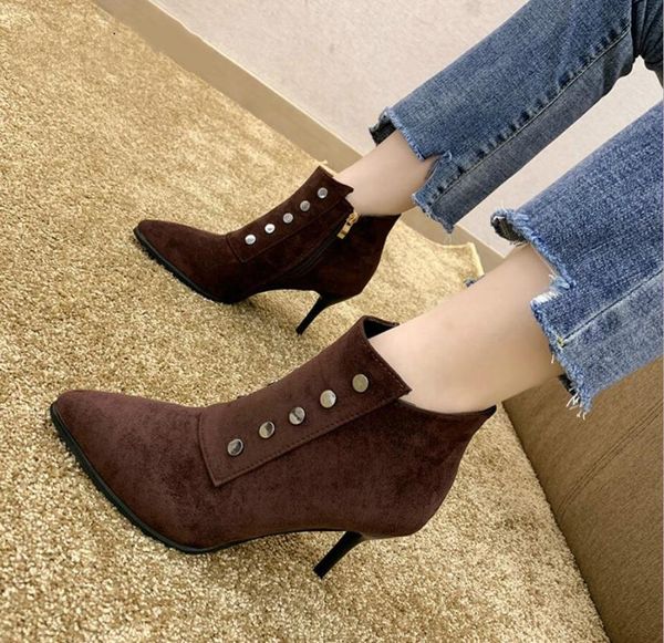 d-290 2020 spring autumn stiletto thin high heels pointed suede zipper style stud ankle womens boots bota feminina, Black
d-290 2020 spring autumn stiletto thin high heels pointed suede zipper style stud ankle womens boots bota feminina, Black